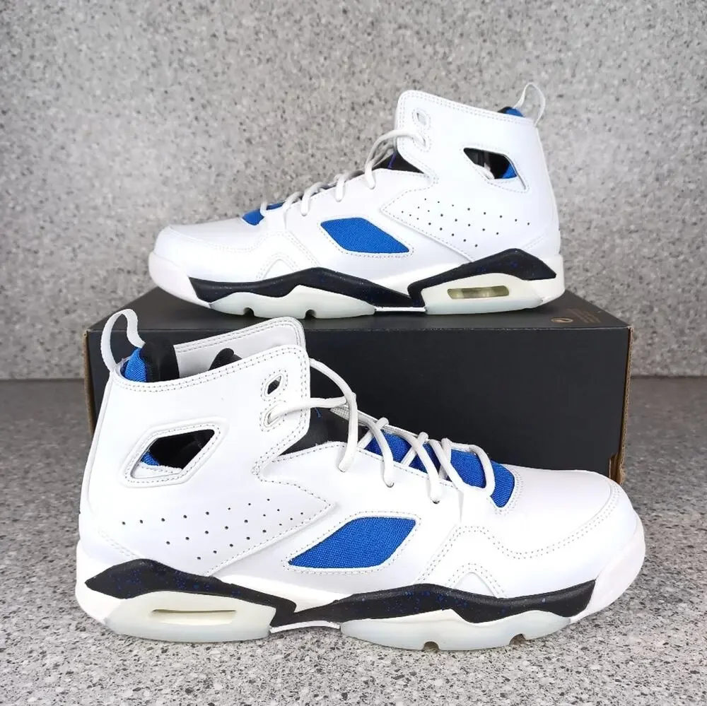 Nike Air Jordan Flight Club 91 White Hyper Royal Sneakers Shoes 7Y